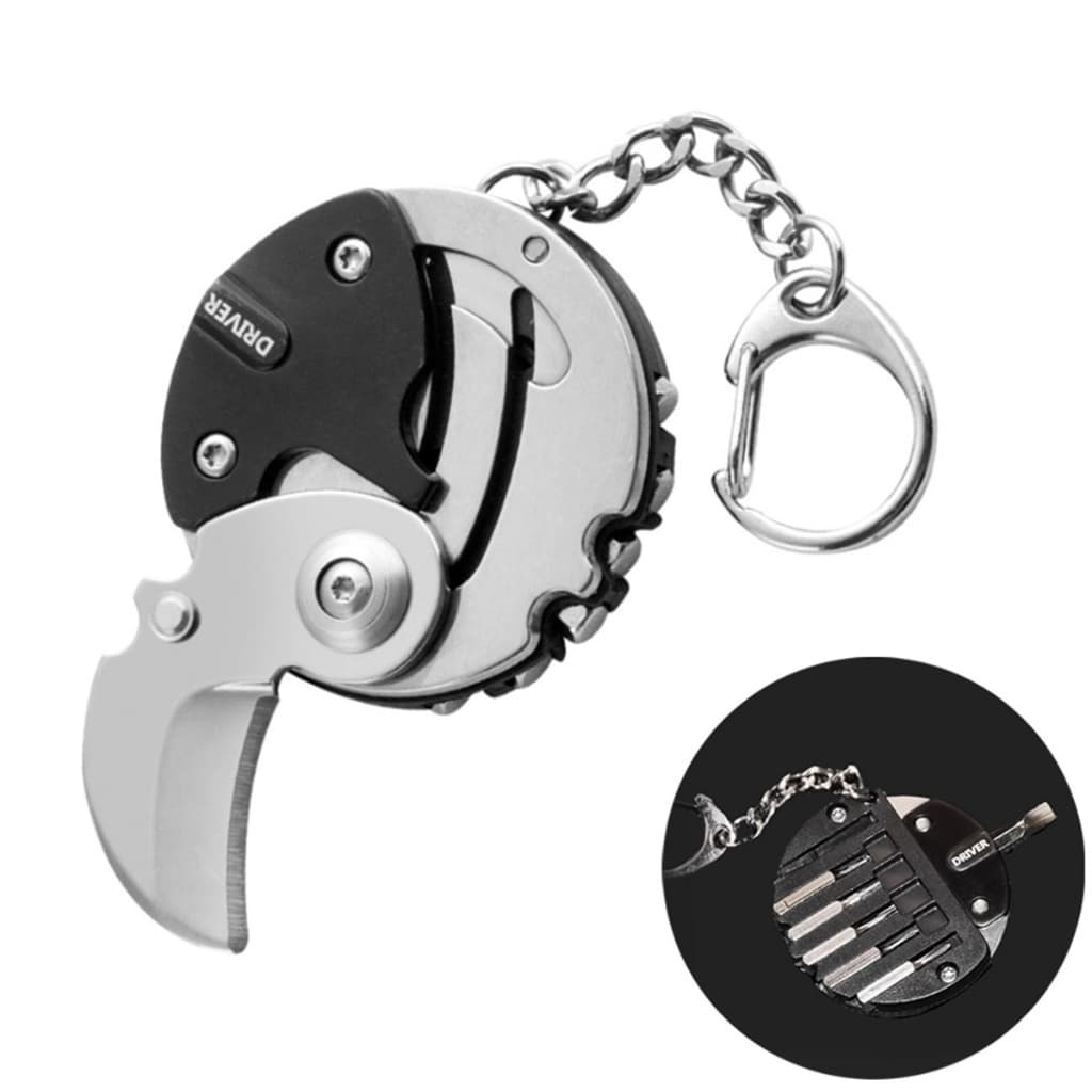 Mini Canivete Portátil Para Bolso Chaveiro Aço Inox com Chave de Fenda Multifuncional Removível
