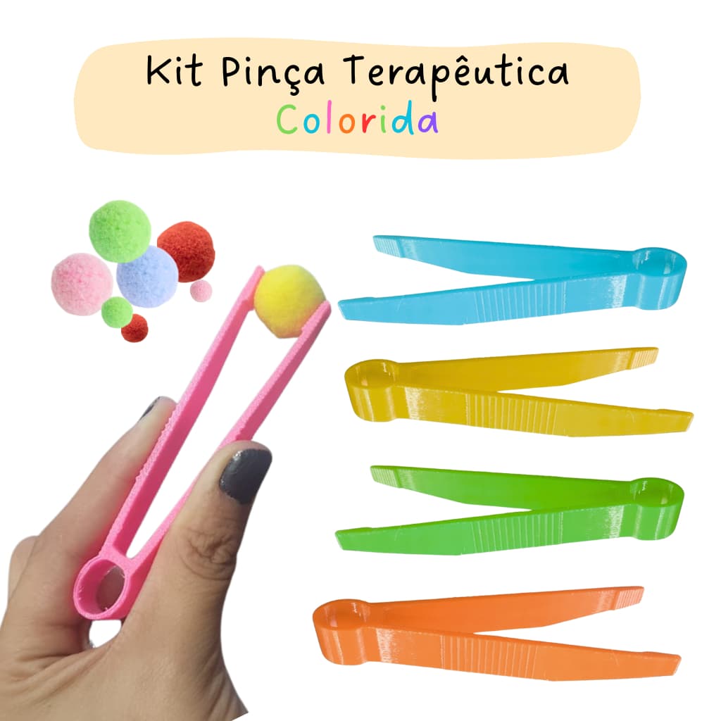 Pinça Terapêutica Colorida Coordenação Motora Pré-Escrita pedagógico, inclusivo, educativo Kit 5 uni