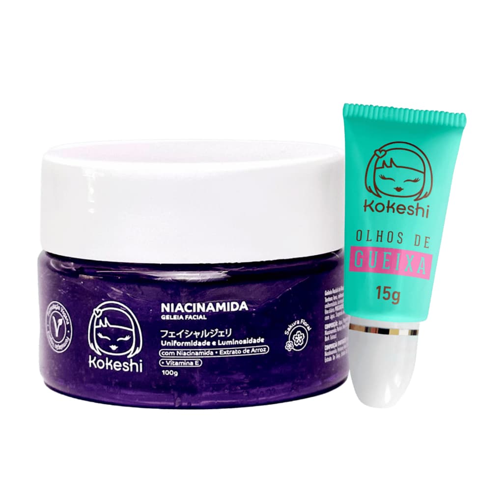 Kit Skin Care Olhos de Gueixa Geleia de Niacinamida Kokeshi