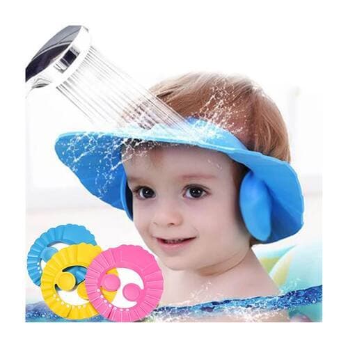 Chapeu de banho infantil e ajustavel p bebe protege olhos e ouvidos viseira de banho antialergica