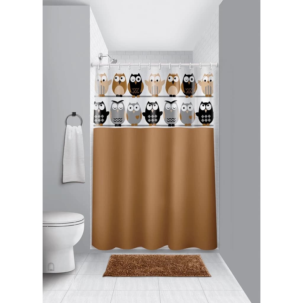 Cortina de Box para Banheiro Vinil Com Visor Retangular 1,35x2m Estampas