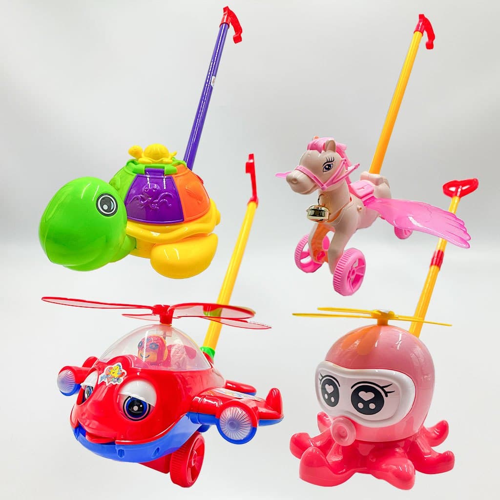 Push Plane Bebê Infantil Avião De Empurrar Puxar Empurrador Polvo Tartaruga Unicórnio