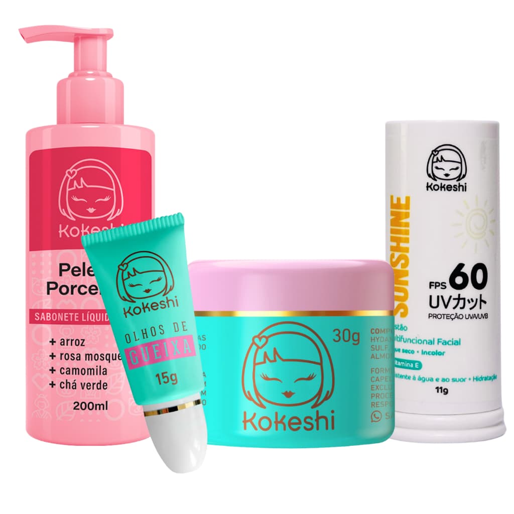 Kit Bastão Facial FPS60 Sabonete Renovadores Pele Kokeshi
