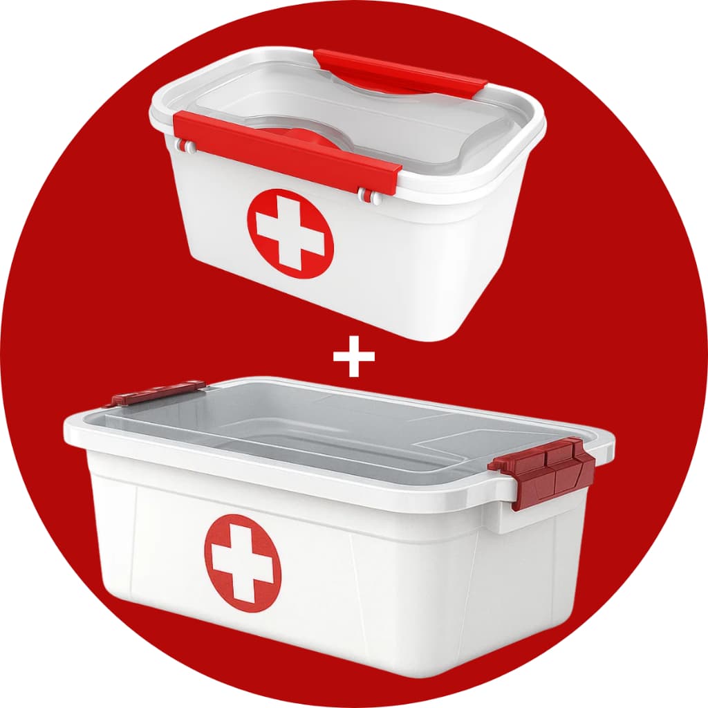 Kit 2 Caixa Organizadora Com Tampa e Travas Primeiros Socorros 1,6/3L/5L Para Medicamento E Curativo