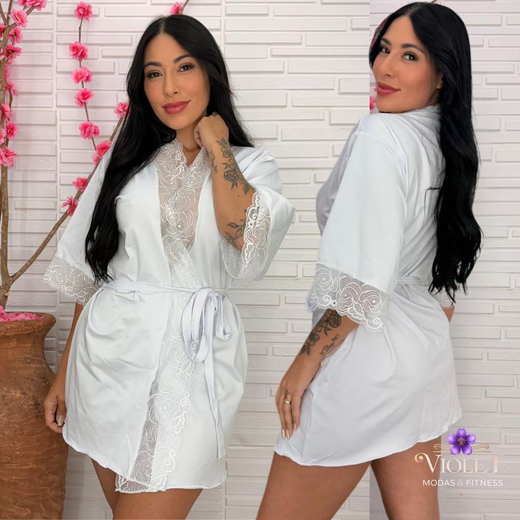 Robe Feminino de Renda Luxo Roupão Kimono Roupa de Dormir Suave Lingerie Elegante