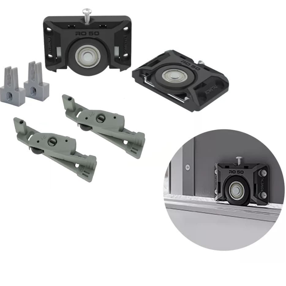 Kit Rodízio Roldana Para Porta de Correr de Guarda Roupa e Armário p/1 porta Capacidade 50kg RO504032 Flex