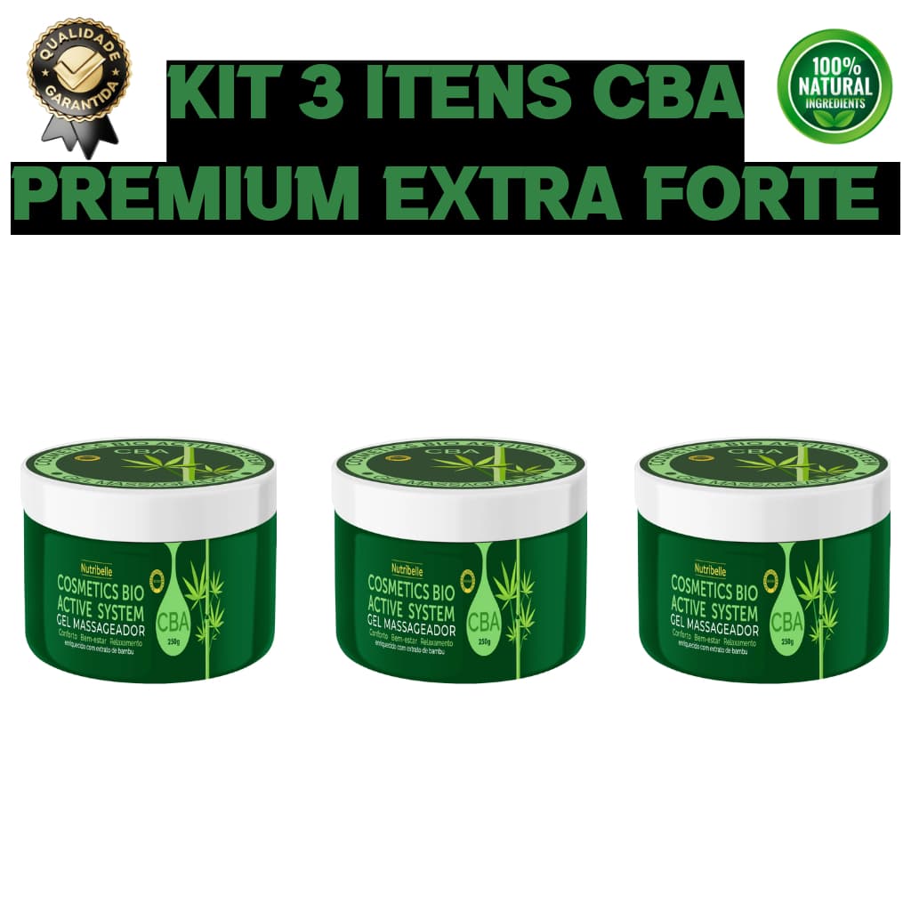 Kit com 3 Unid. Gel Massageador CBA Nutribelle 250g | Alívio Muscular e Relaxamento