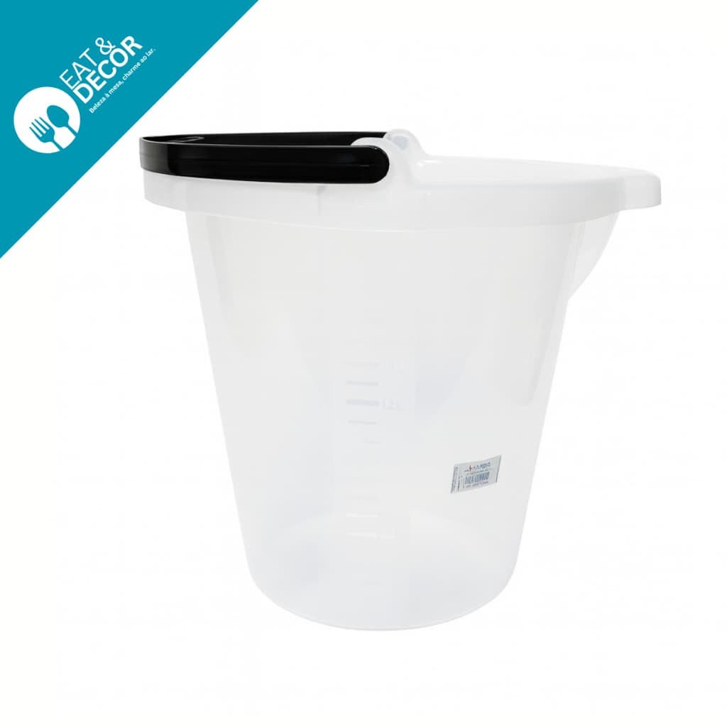 BALDE PLASTICO TRANSPARENTE 21 LITROS REFORÇADO COM MEDIDOR DE AGUA
