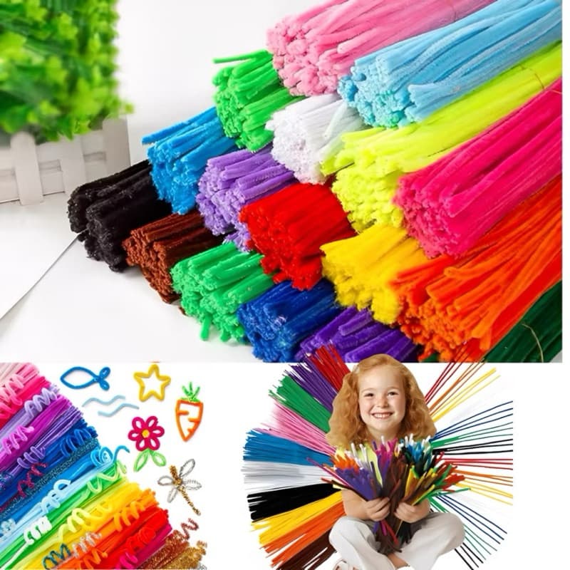 Kit 100 Tiras 30cm de Limpador de Cachimbo Colorido Artesanato Infantil – Fios Macios e Flexíveis para DIY e Escola