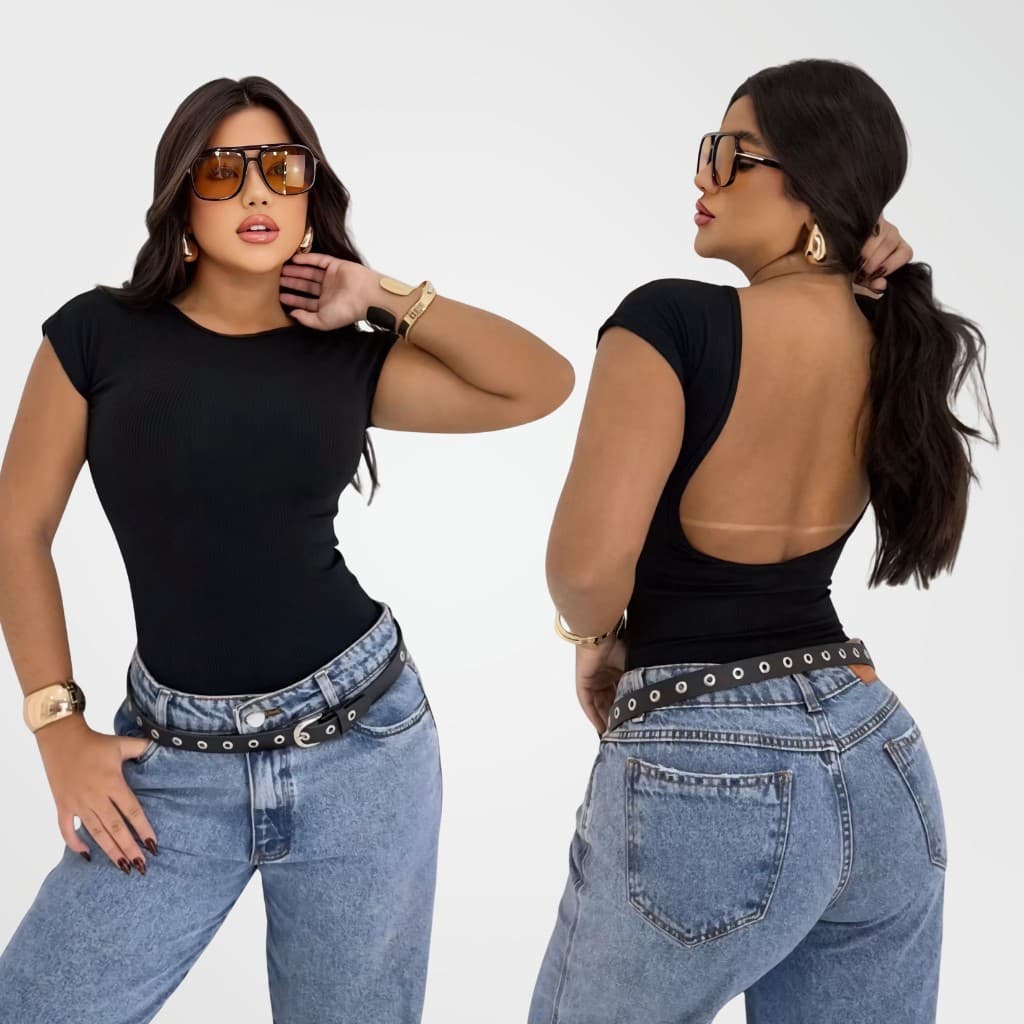 Body Costas Nua Com  Bojo Manga Curta Sexi Sensual Suplex Casual e Elegante Conforto e Estilo bori