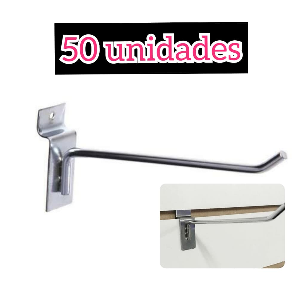 50 Ganchos Para Painel Canaletado  Expositores de variedades 5cm, 10cm, 15cm, 20cm, 25cm e 30cm