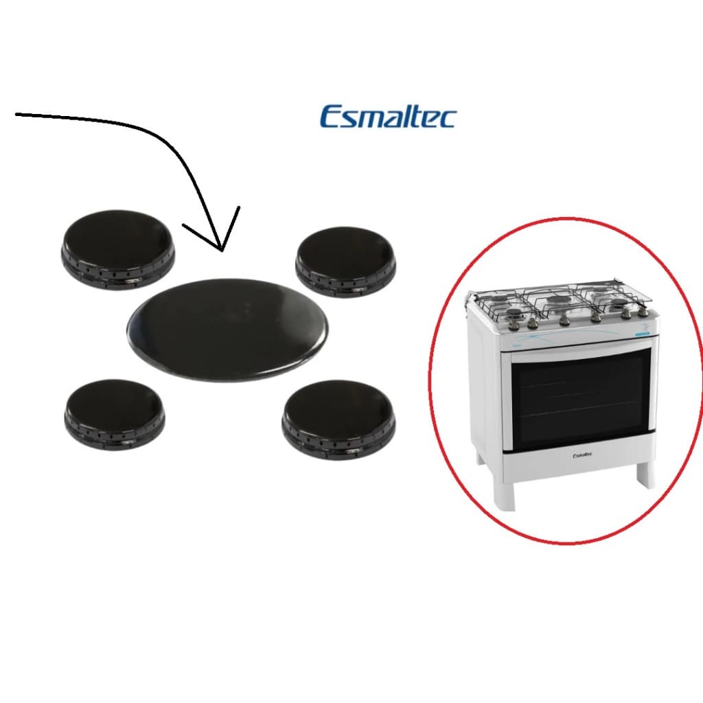 Kit Espalhadores/Tampas Para Fogão Esmaltec Agata 5 Bocas