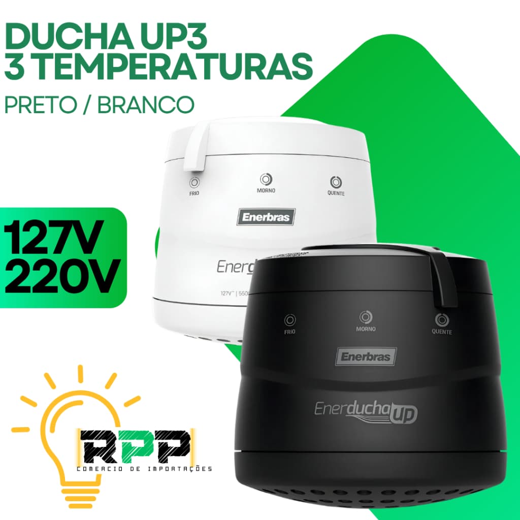 Chuveiro EnerDucha Up3 Br/Pt 3 Temperatura 5.500W 127V/220V Enerbras