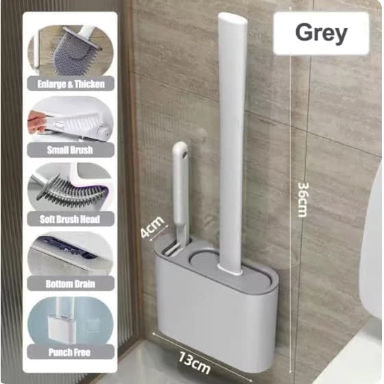 Escova de silicone para vaso sanitário + escova de limpeza Conjunto de 2 peças Limpeza poderosa Sem necessidade de perfu