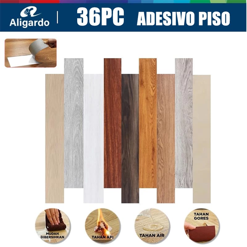 36 pcs Piso Painel Revestimento Vinílico Adesivo Lavável Madeira 91,4x15,2cm -DBT