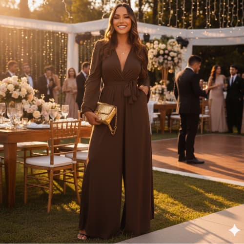 MACACÃO FESTA FEMININO PANTALONA  ELEGANTE COM BOLSOS E CINTO ELEGANTE PREMIUM