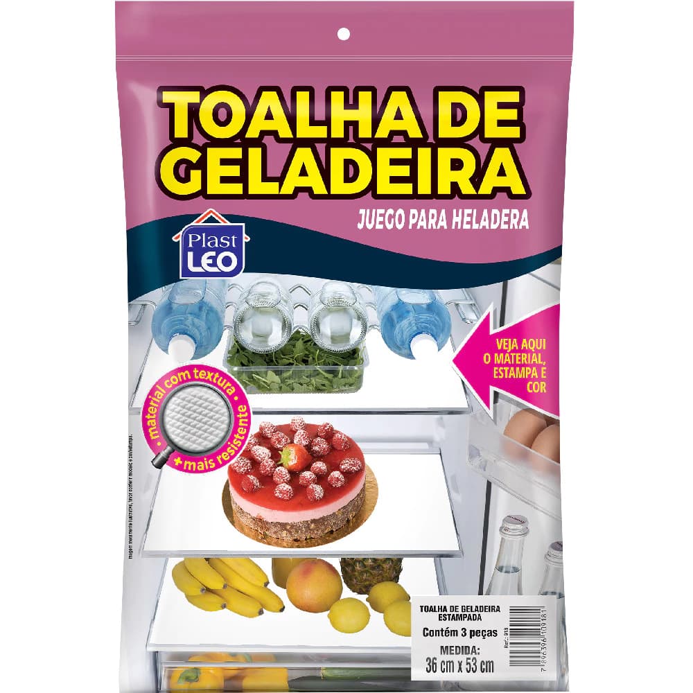 Kit com 3 Toalhas de Geladeira  em Polietileno 53x36cm - Lavável