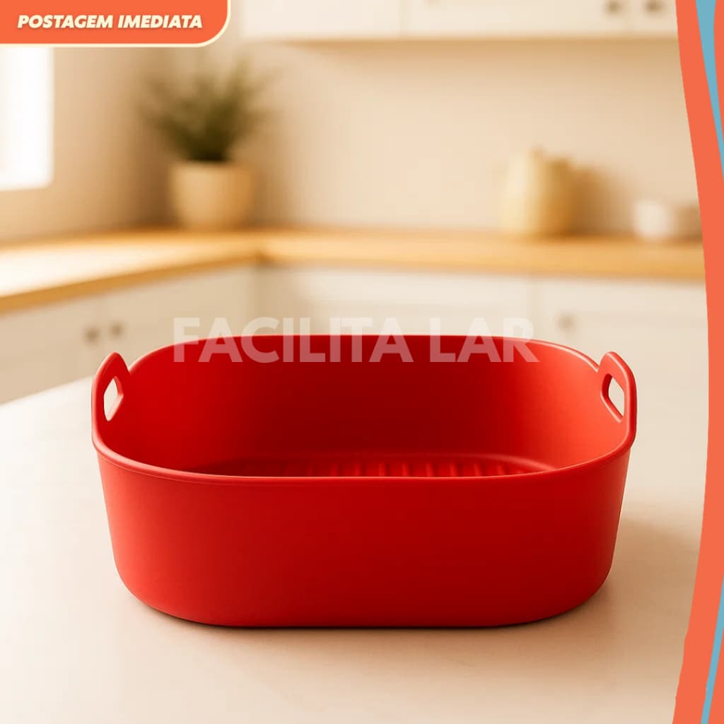 Forma de Silicone Quadrada para Airfryer Grande 19x19 Fritadeira Elétrica 4 à 6 Litros