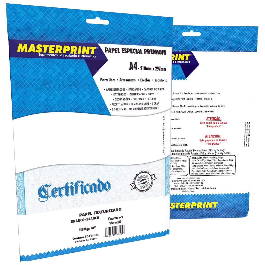 Papel Vergê Texturizado Branco Premium 180g Ideal Convites Certificados Impressão Profissional A4