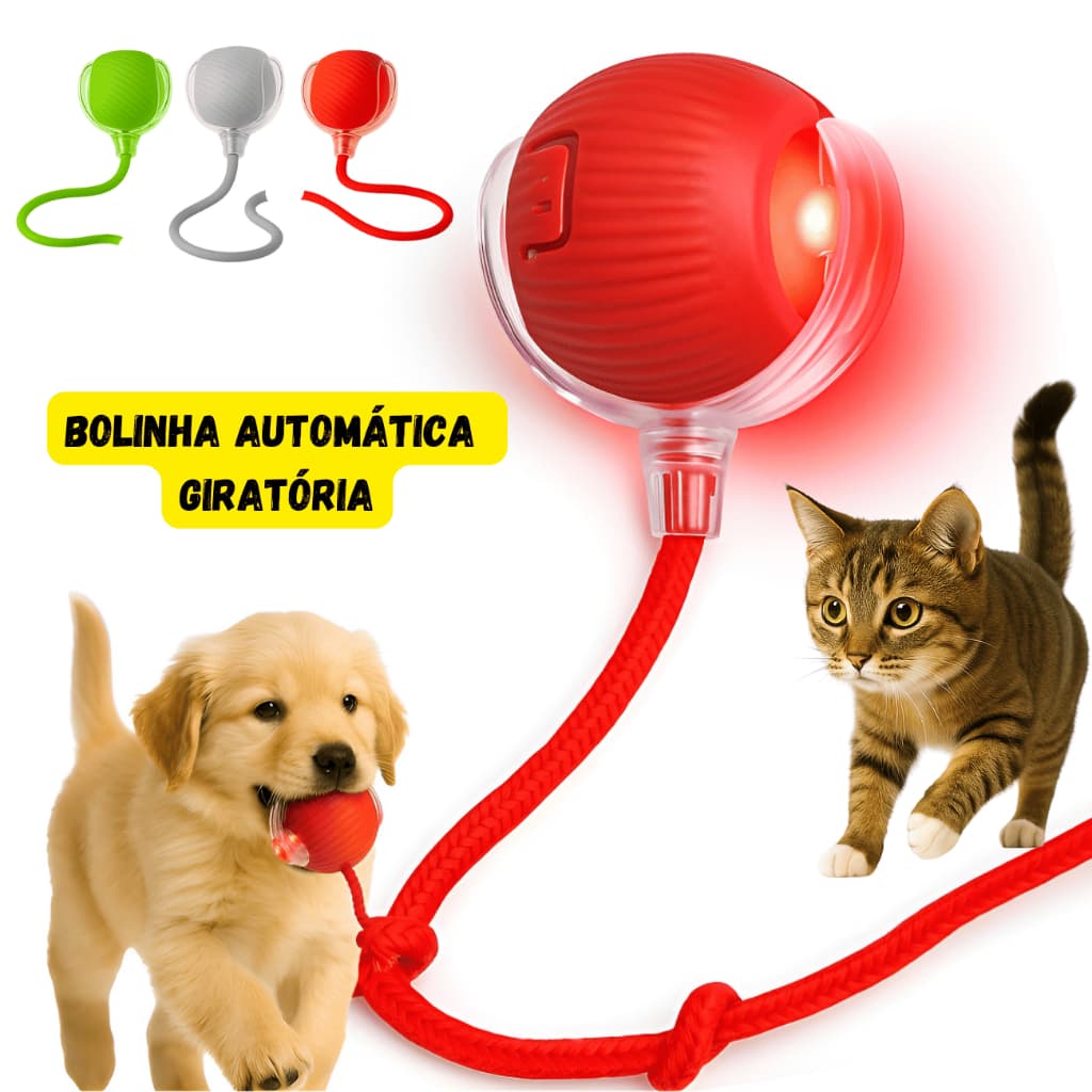 Bola Pet Eletrônica Interativa Gato Cachorro Automática Brinquedo Inteligente Mordedor Recarregável