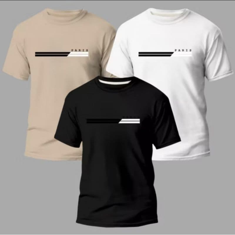 Kit 3 Camiseta Moda Masculina Paris Streetwear Casual