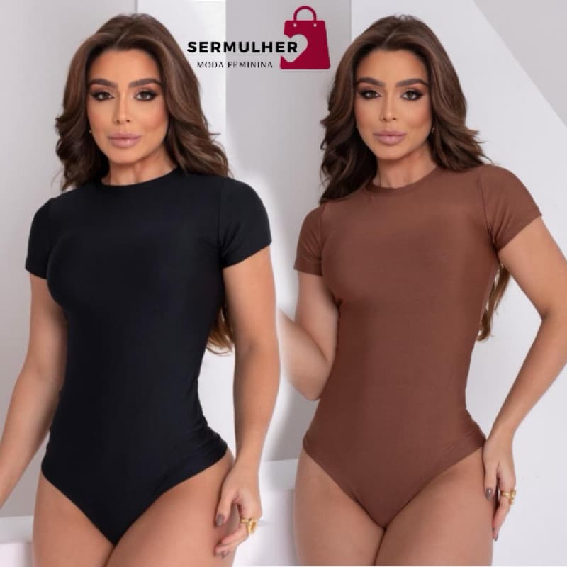 Kit 2 Body Feminino Suplex Bory Manga Curta Basico Bori Roupa Feminina  Boris Bori Bores Bore Boddy