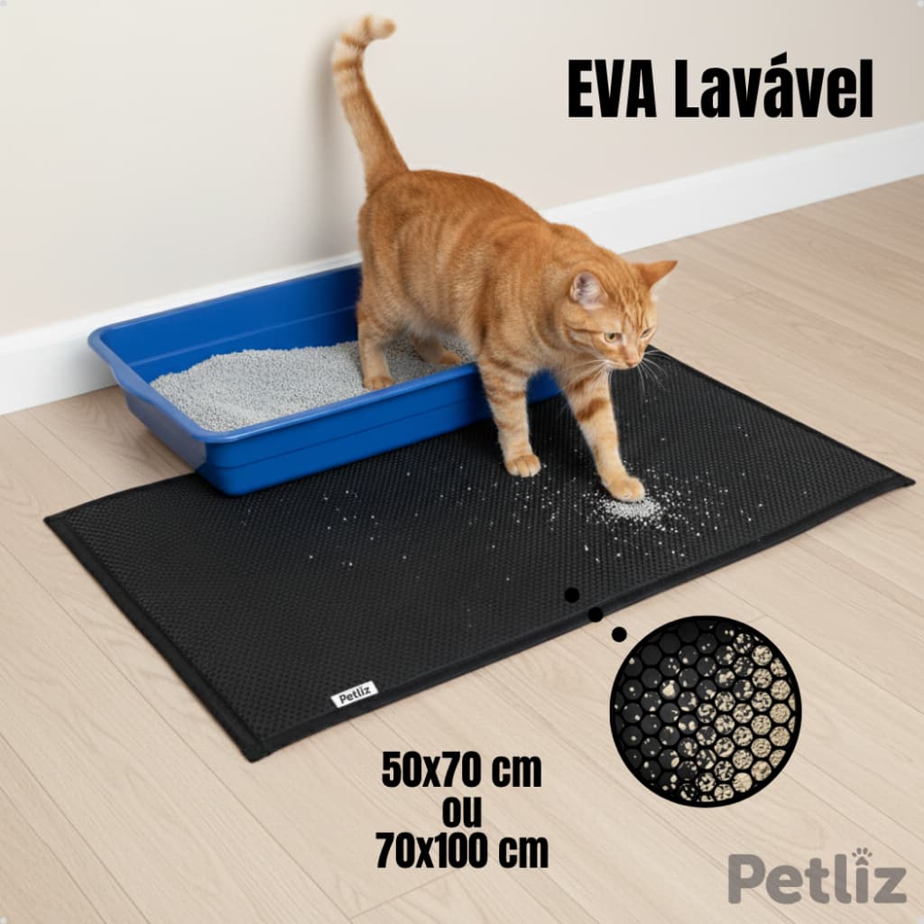 Tapete Higiênico para Caixa de Areia de Gatos Anti Sujeira Coletor De Areia EVA 70x100 cm - Petliz