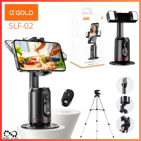 Estabilizador Gimbal De Celular 360° Rastreamento Inteligente De Rosto AI Controle Remoto Com Suporte Para Celular LED