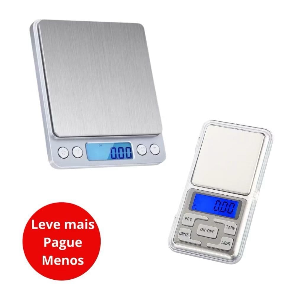 Kit Mini Balanças Digital de Gramatura Cozinha Alta Precisão 500g e 0.1 a 2000g