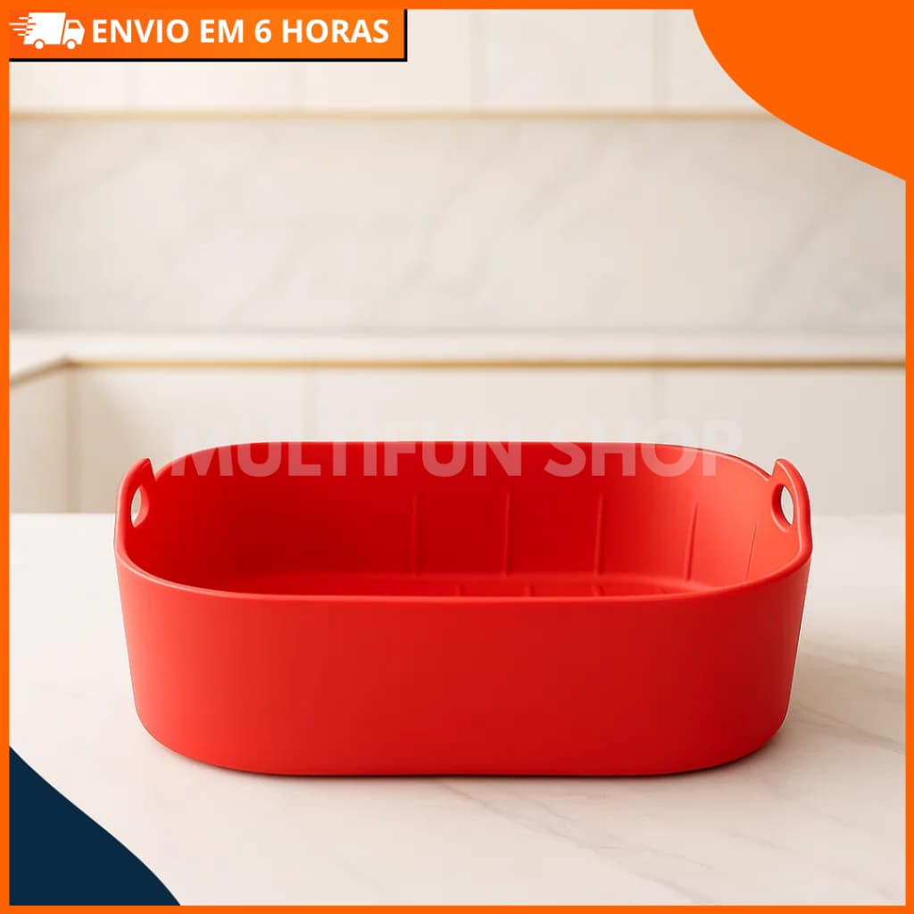 Forma Airfryer de Silicone Quadrada Grande 19x19 Fritadeira Elétrica 4 à 6 Litros