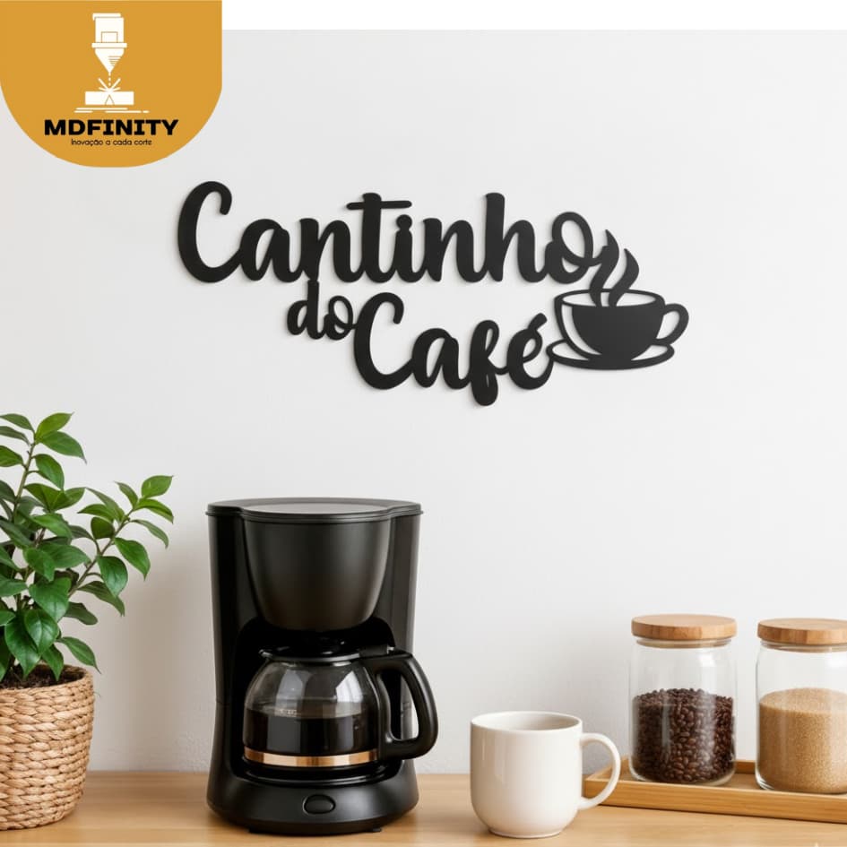 Quadro Escrita Cantinho do Café Mdf Decoração Casa Sala Cozinha Com Dupla Face