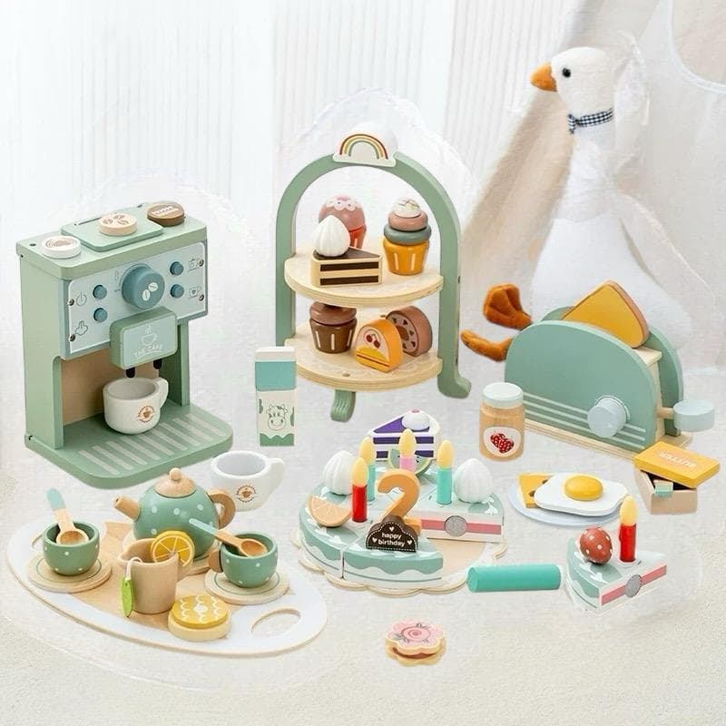 Brinquedo Madeira xicara Chá, Café, Liquidificador, Bolo aniversario, Cafeteira, Cozinha, Infantil Montessori Pedagógico