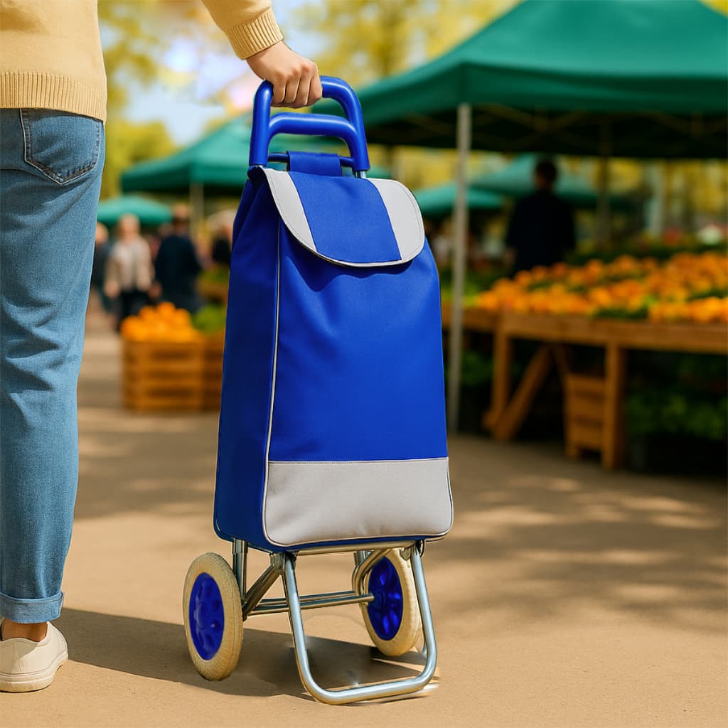 Carrinho de Compras Feira Mercado Dobrável 30 kg Grande Dobrável Portátil