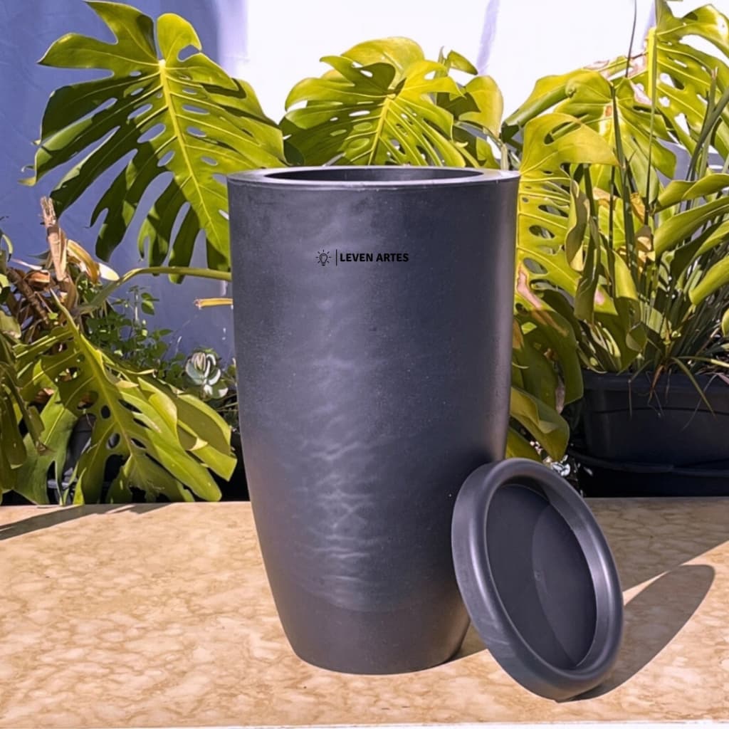 Vaso Planta Sala Coluna Ibiza Cone M Decorativo Liso Luxuoso 50x30 Resistente