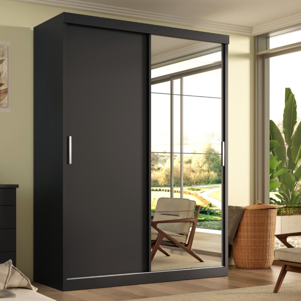 Guarda Roupa Solteiro Roma 2 Portas Correr 2 gavetas com espelho