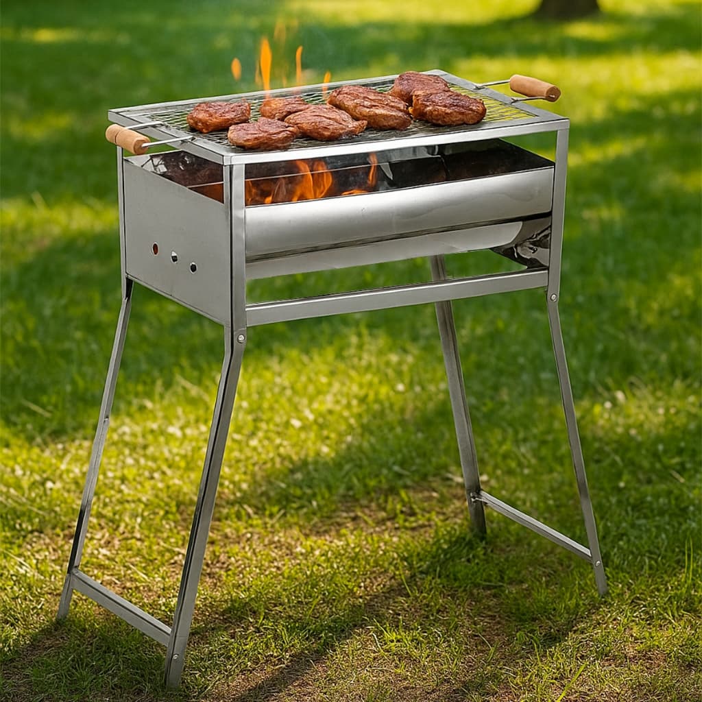 Churrasqueira A Carvão Portátil Galvanizada Grande Dobrável Grelha Churrasco Carne Peixe Abaulada