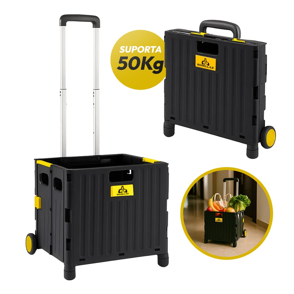 Carrinho Dobrável de Carga Ferramentas Multiuso Portátil Reforçado Vira Maleta