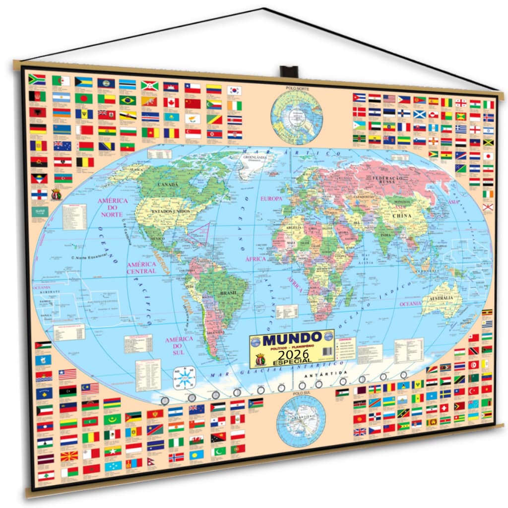 Mapa Mundi Planisfério Mundo Geográfico Banner  Poster Politico Escolar