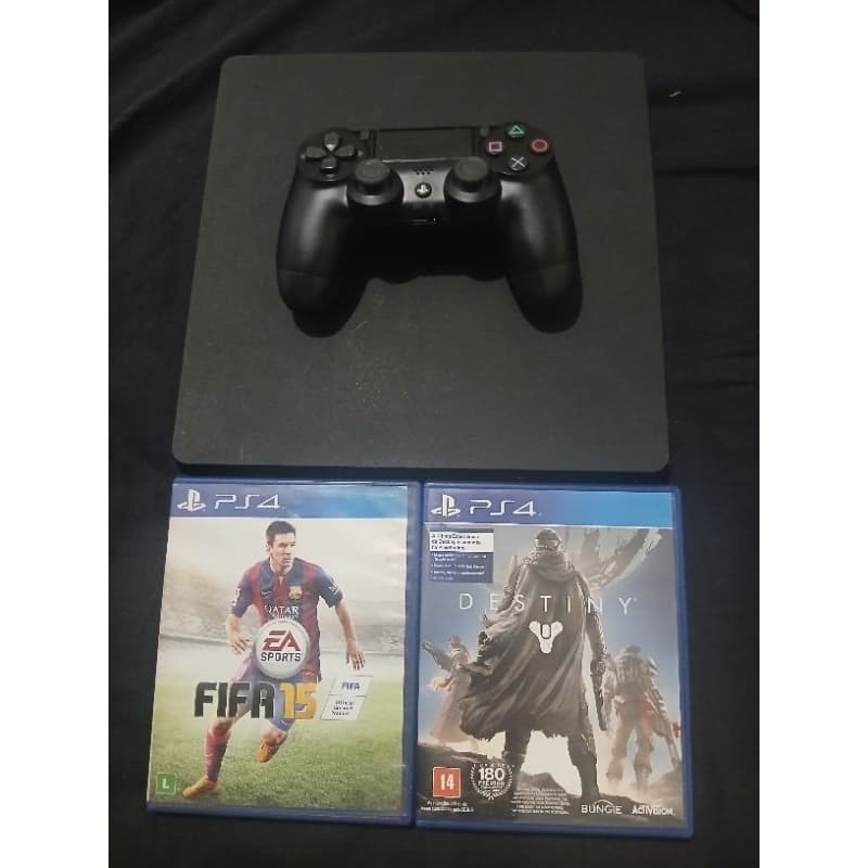 Playstation 4 slim 1 controle e 2 jogos