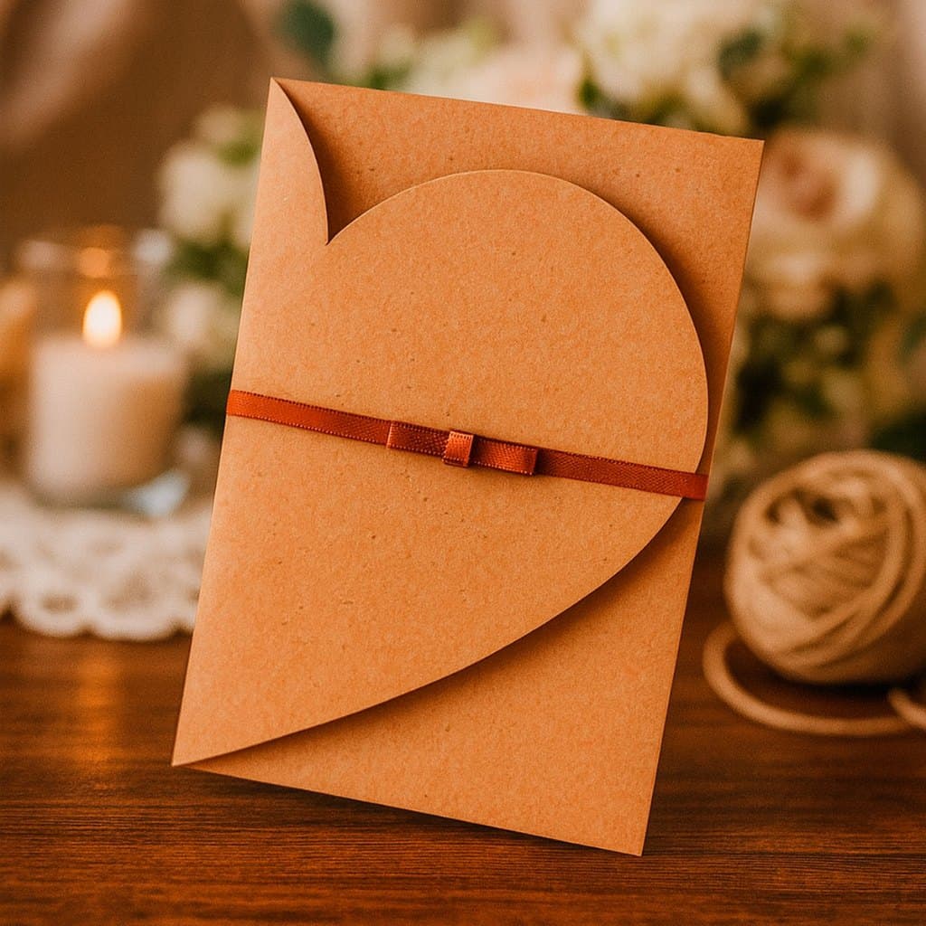 Envelopes para convites de casamento personalizados pequenos - Modelo CORAÇÃO