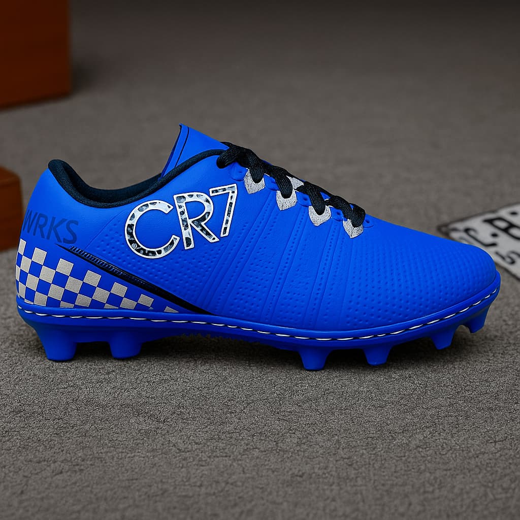 Chuteira Campo Infantil Gramado Natural Sapato de Futebol Cr7 Copa Alto Conforto