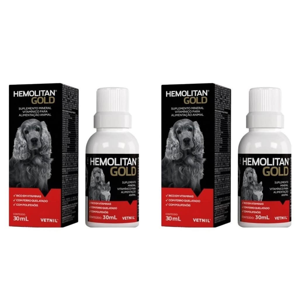 Hemolitan Gold 60 ML Suplemento Vitamínico Para Cães E Gatos VETNIL