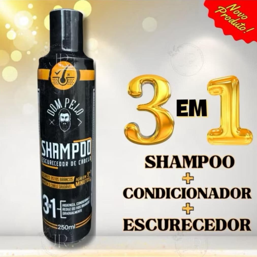 Shampoo Escurecedor De Cabelos Grisalhos Brancos Pretos Cor Intensa Kit 2 unidades Dom Pelo