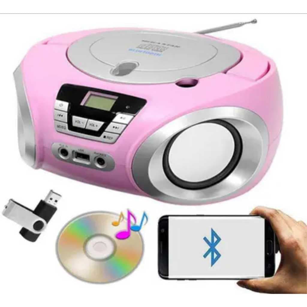 Radio Rosa Cd Portátil Bluetooth bivolt Fm Bivolt
