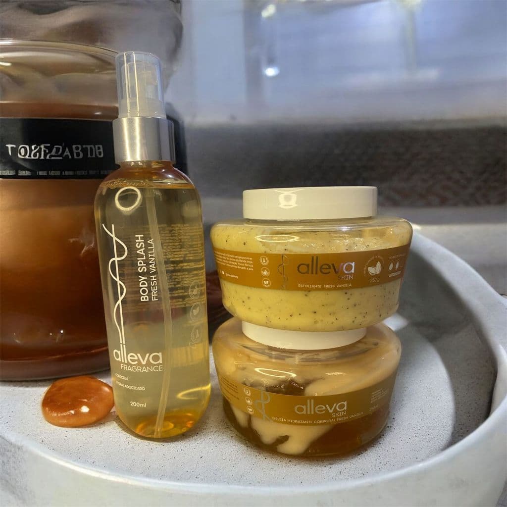 Kit  Alleva Skin – Esfoliante , Geleia  , Body Splash , perfume capilar , manteiga Escolha seu kit