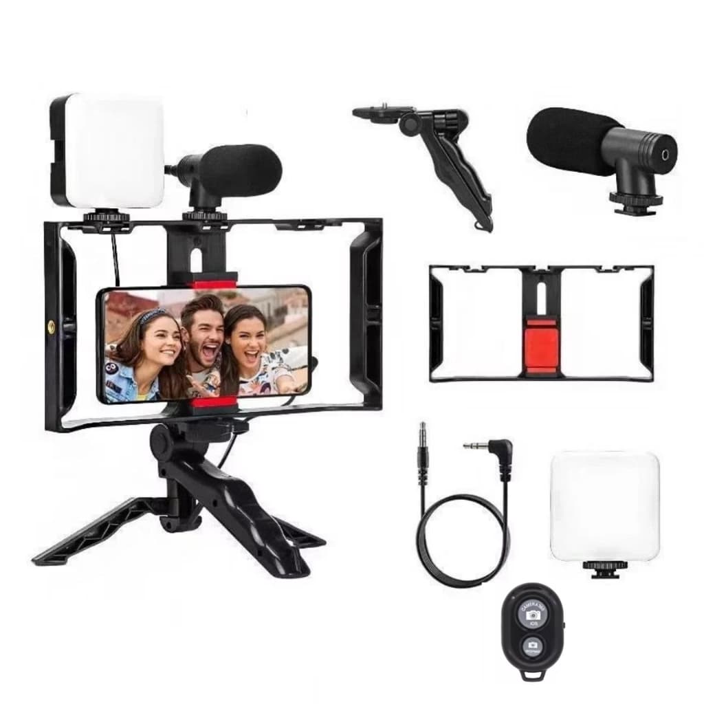 Kit Estabilizador Video Making Suporte De Gaiola De Coelho Com Tripés Móvel Para Celular E Câmera Ce