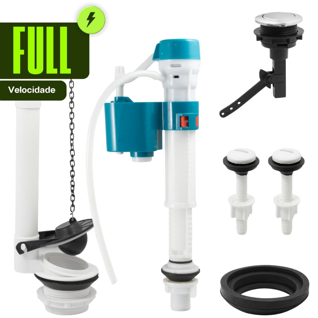 Kit Completo Mecanismo Universal Reparo Caixa Descarga Acoplada Acionamento Superior Banheiro
