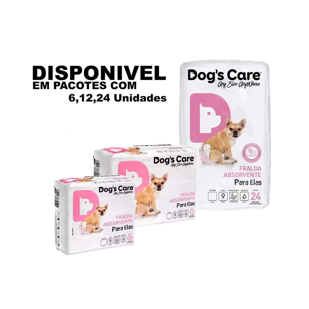 Fralda Descartável para Cachorro Fêmea Fralda Higiênica P/cães Dogs Care Pet