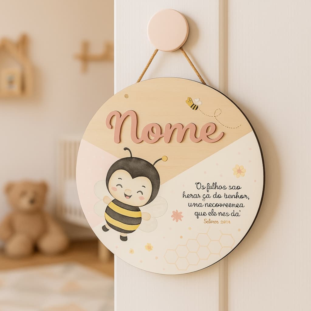 Porta Maternidade Flâmula Abelinha Abelha Fofa 2D 6mm
