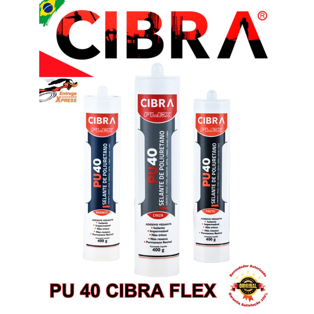 Pu 40 Cola Selante De Poliuretano Cibra Flex Adesivo 400g Branco / Cinza / Preto Vedante PU